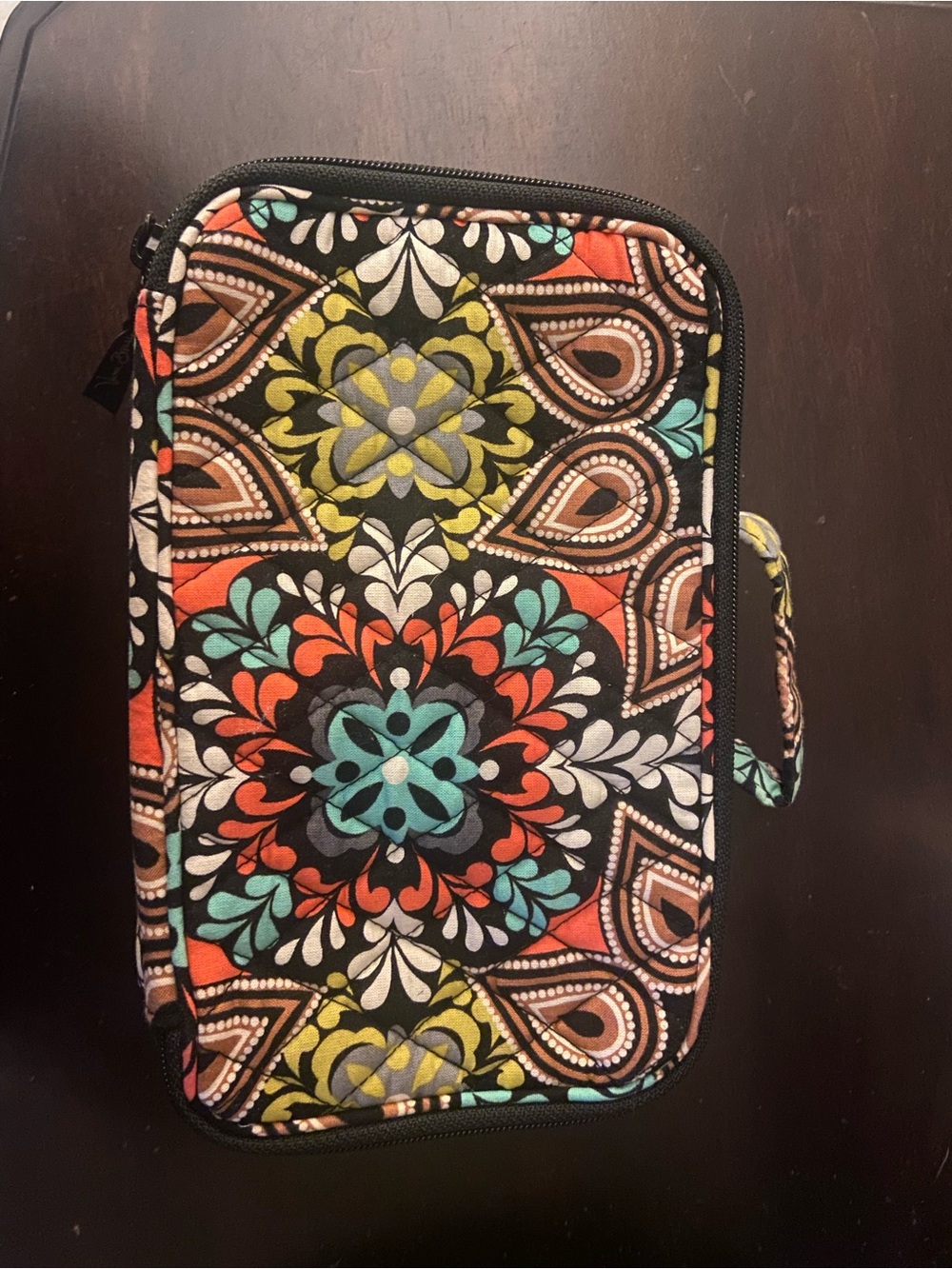 Vera Bradley Black Multi Floral Paisley Quilted Cosmetic Pouch retired "Sierra" - Picture 3 of 8